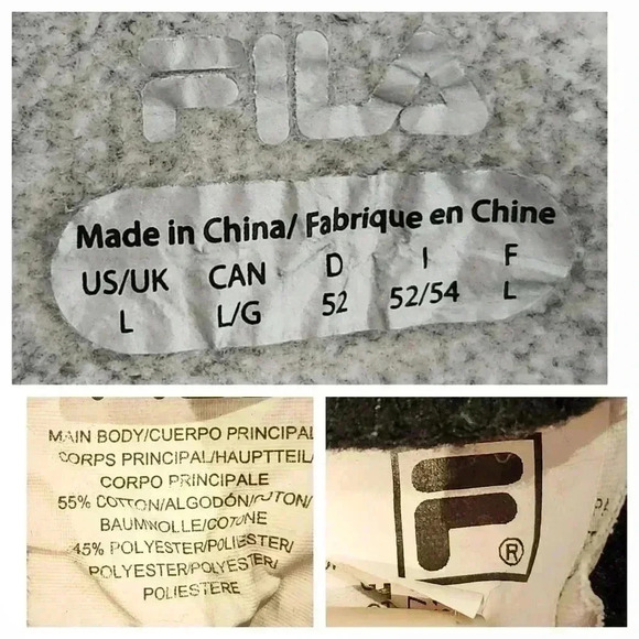 Fila Men’s L Pullover Hoodie Gray Black White Colour Block Embroidered Logo - Picture 10 of 10